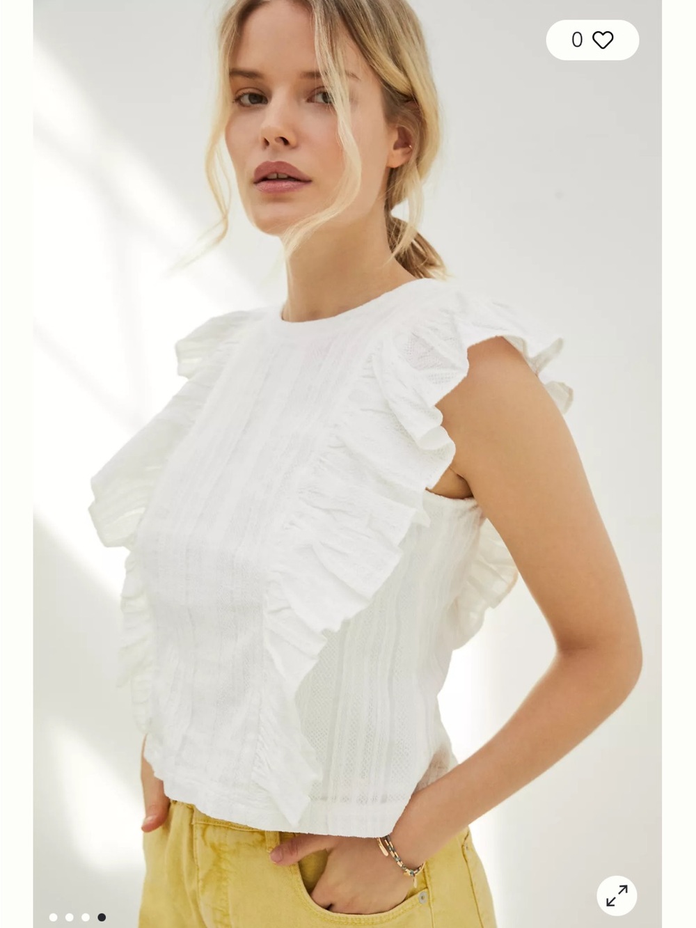 Anthropologie Danya Off White Ruffle Sleeveless Blouse Size L - Picture 5 of 13